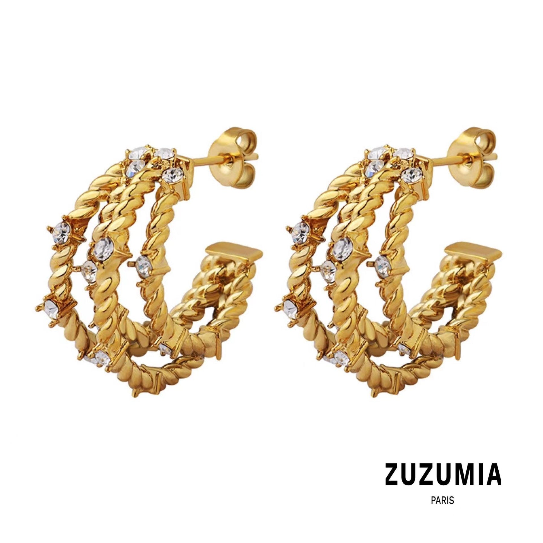 Zircon Multi-layer C-shaped Earrings