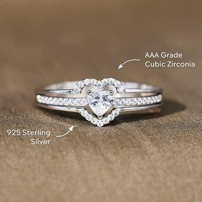 Mother&Daughter Layered Heart Ring - zuzumia