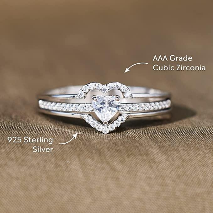 Mother&Daughter Layered Heart Ring - zuzumia