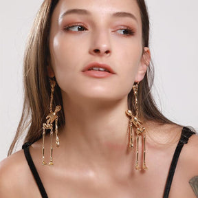 Halloween Long Tassel Skeleton Earrings - zuzumia