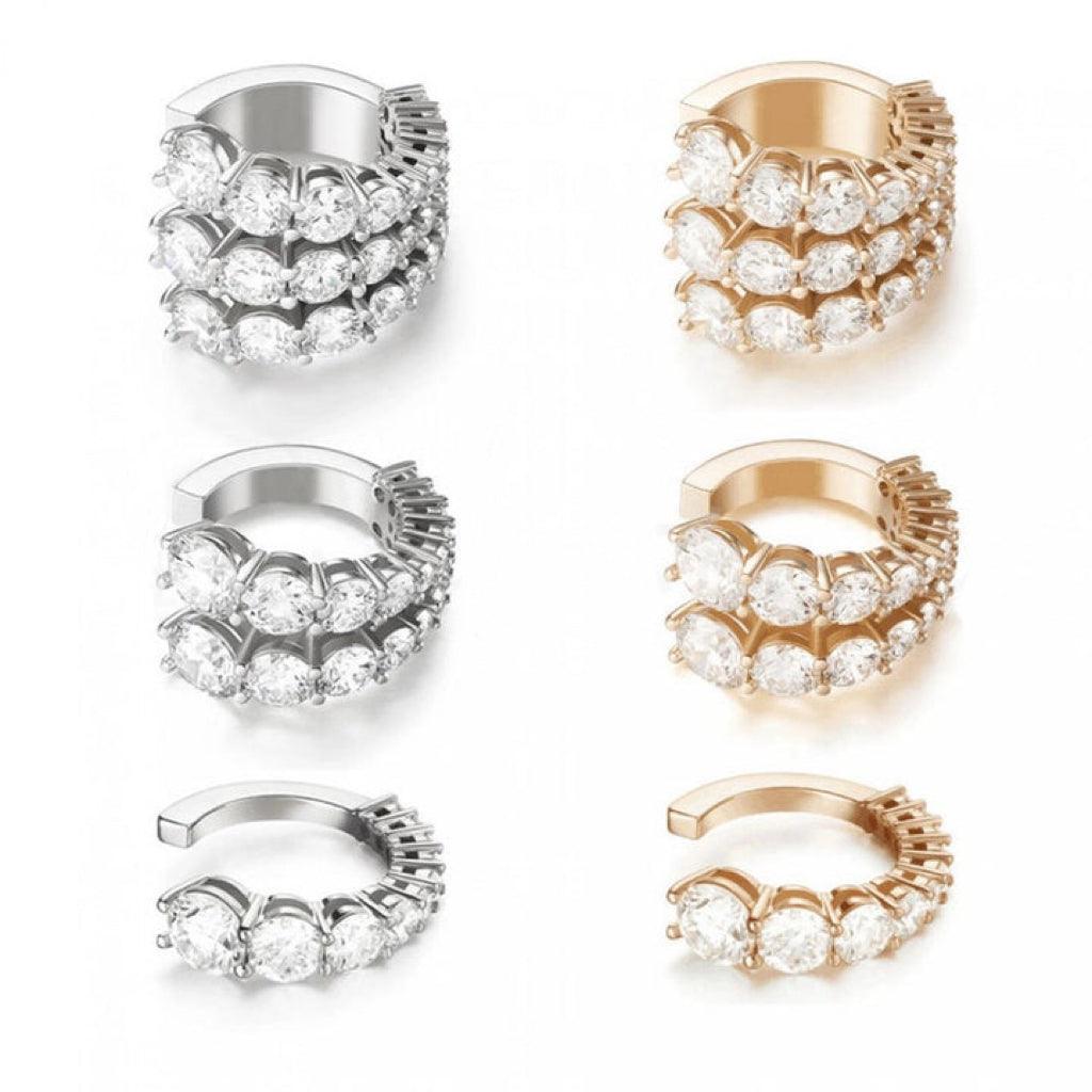 1/2/3 Row Graduated CZ Ear Cuffs - zuzumia
