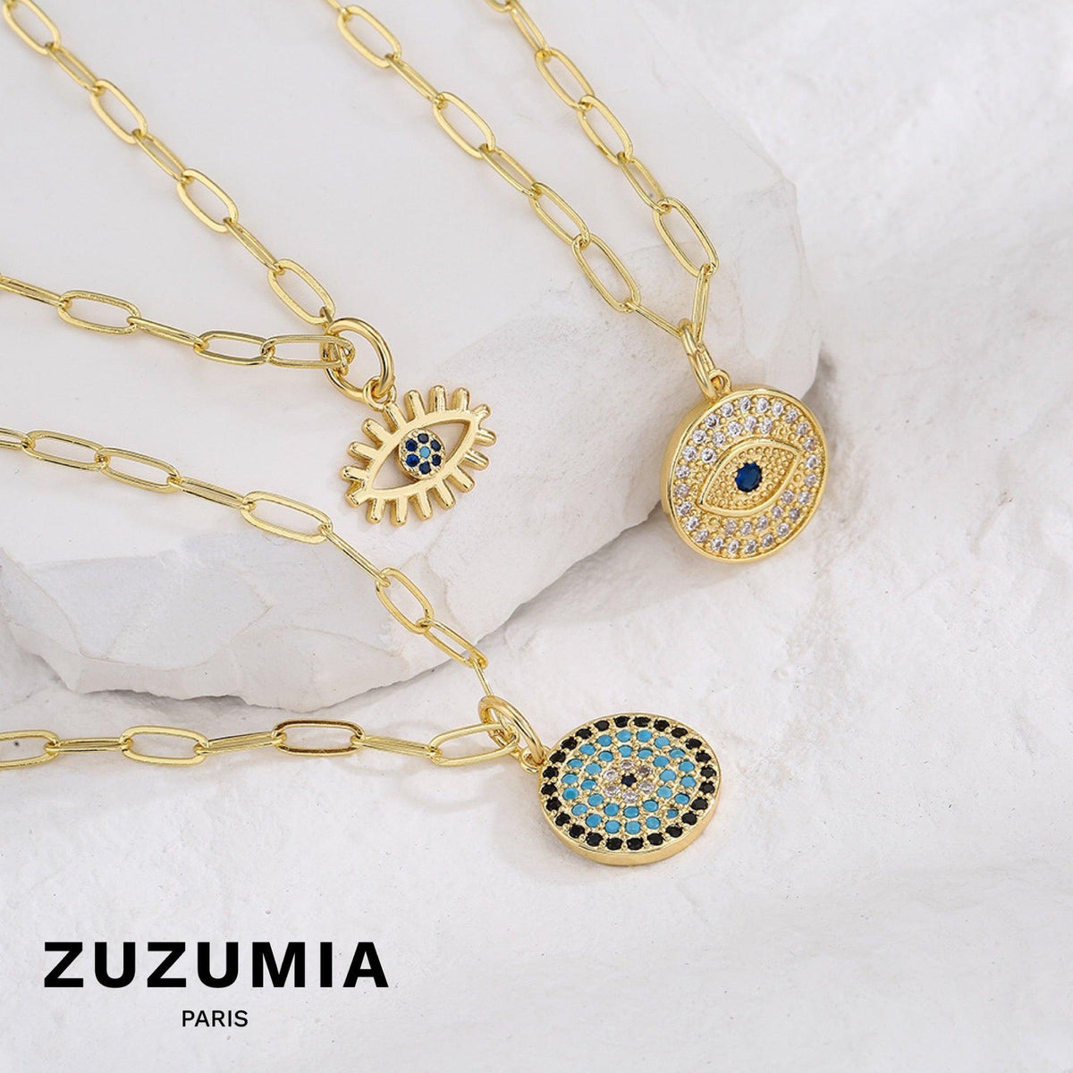 Evil Eye Zircon Pendant Necklace - zuzumia