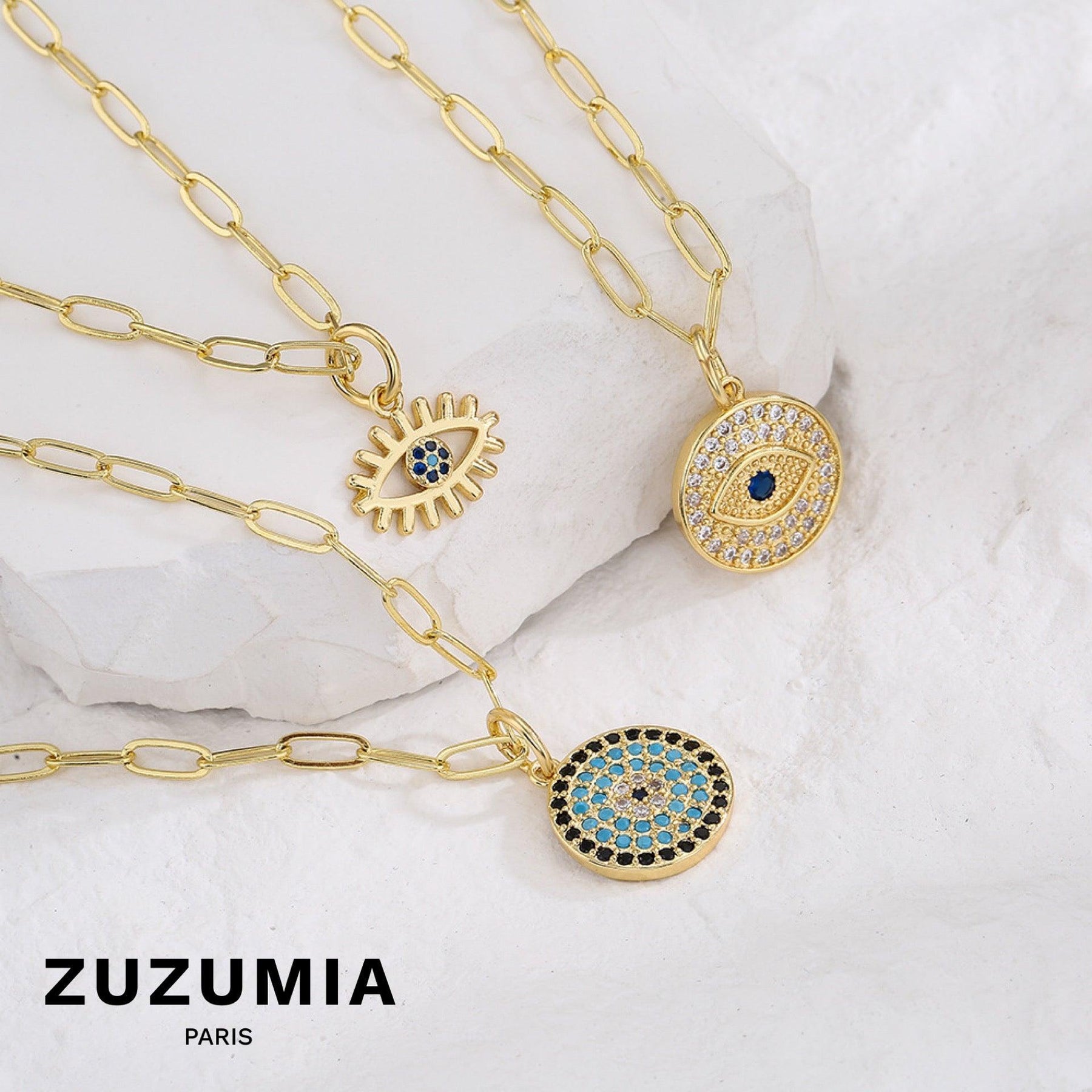 Evil Eye Zircon Pendant Necklace - zuzumia