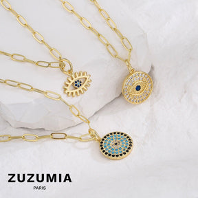 Evil Eye Zircon Pendant Necklace - zuzumia