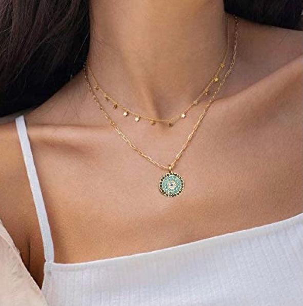 Evil Eye Zircon Pendant Necklace - zuzumia