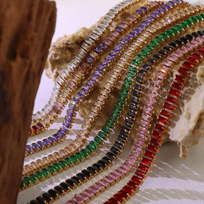Multicolor Geometric Zircon Necklace & Bracelet - zuzumia