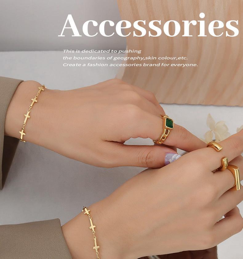 Metal Texture Wristband Cross Bracelet - zuzumia