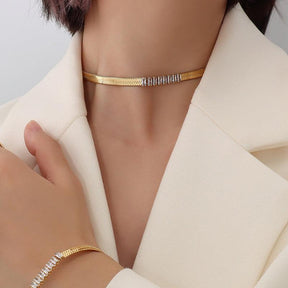 Zircon Choker Necklace Bracelet Set