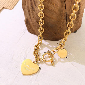 OT Buckle Heart Love Round Clavicle Necklace