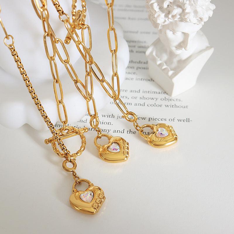 Exquisite Glass Stone Heart Removable Pendant Necklace - zuzumia