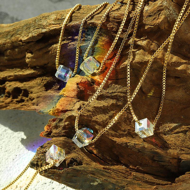 Square Crystal Pendant Necklace - zuzumia