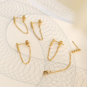 Geometric Chain Tassel Twisted Stud Earrings
