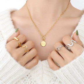 OT Buckle Round Card Pendant Necklace - zuzumia