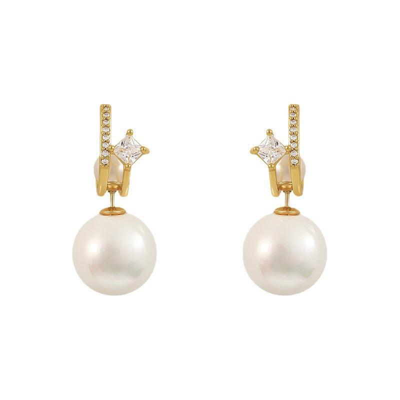 Pearl Diamond Dangle Earrings - zuzumia