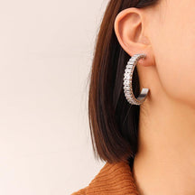 C-Shaped Zircon Big Earrings - zuzumia