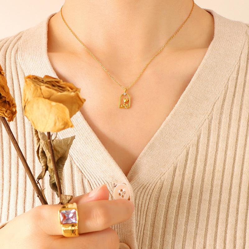 Romantic Rose Pendant Necklace - zuzumia