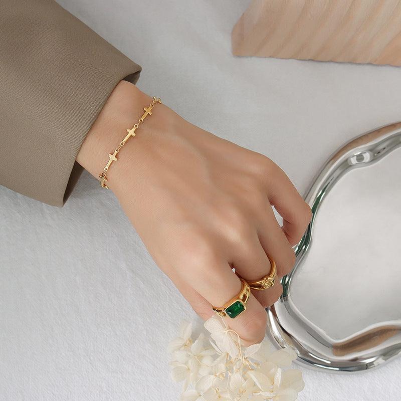 Metal Texture Wristband Cross Bracelet - zuzumia