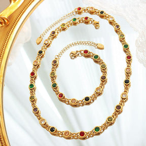 Rainbow Zircon Bracelet & Necklace - zuzumia