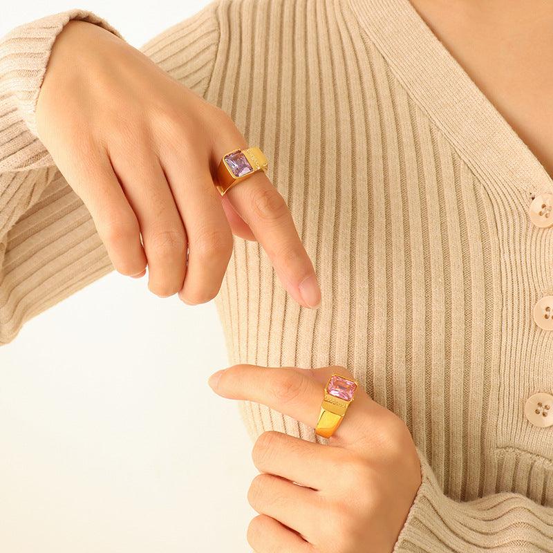 Square Zircon Ring - zuzumia