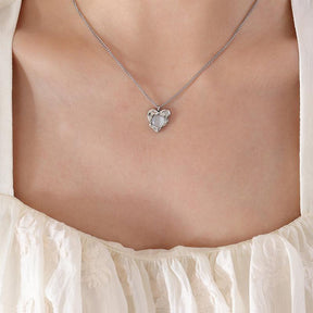 Heart shaped inlaid Opal Pendant Necklace - zuzumia