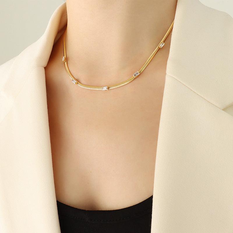 Zircon Inlay Necklace & Bracelet - zuzumia