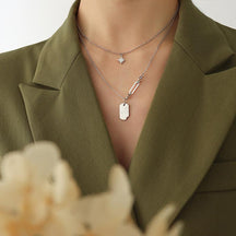Double Layered Square Necklace - zuzumia
