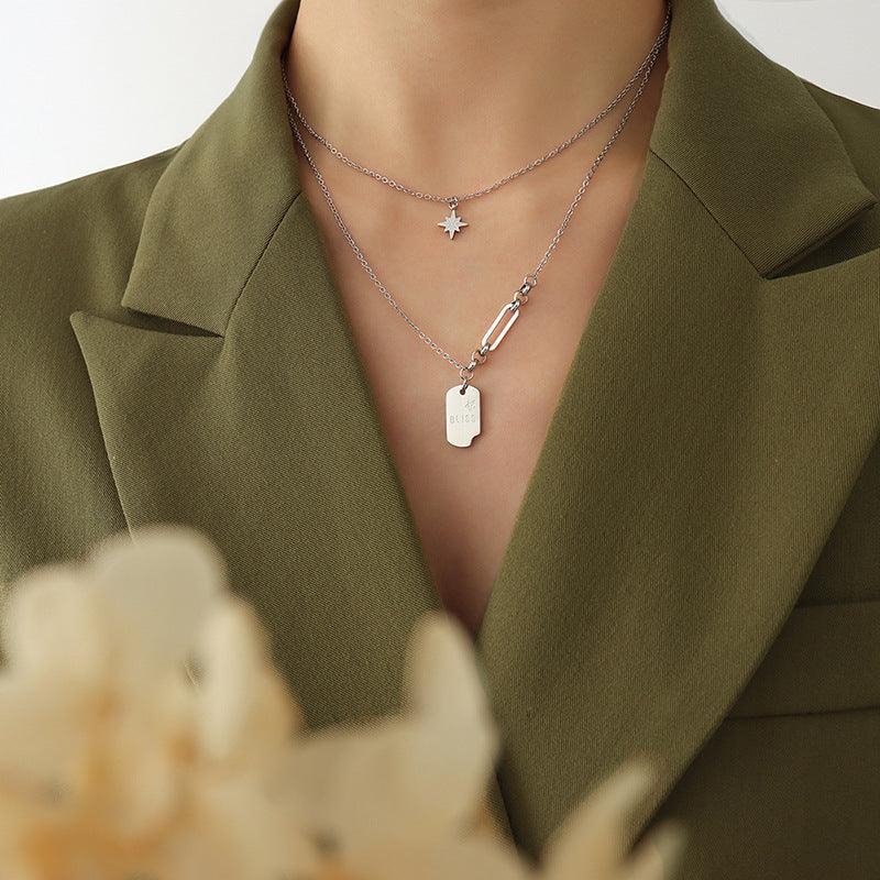 Double Layered Square Necklace - zuzumia