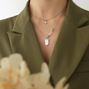Double Layered Square Necklace - zuzumia
