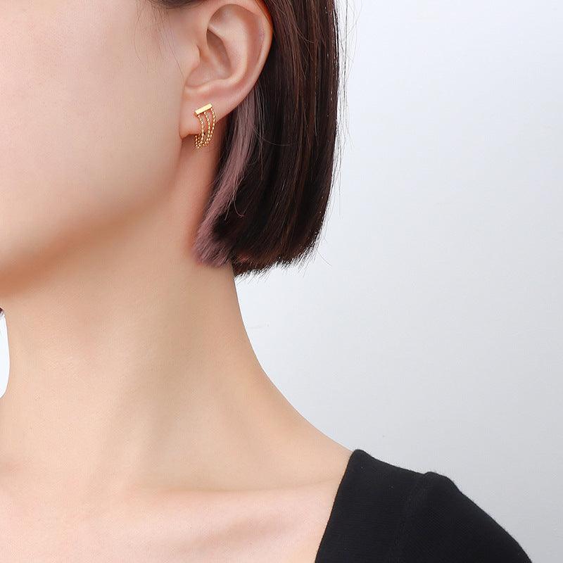 Multi- layered Bead Tassel Earrings - zuzumia