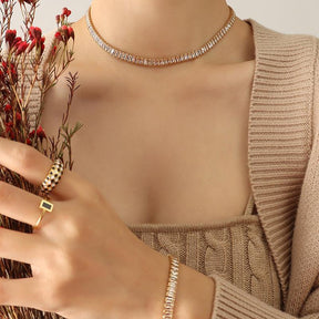 Multicolor Geometric Zircon Necklace & Bracelet - zuzumia