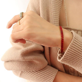 Multicolor Geometric Zircon Necklace & Bracelet - zuzumia