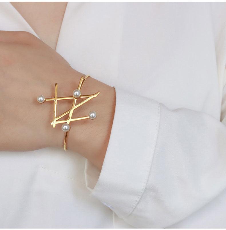 Pearl Irregular Bracelet & Ring Jewelry Set - zuzumia