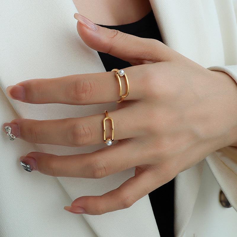 Geometric Pearl Ring - zuzumia