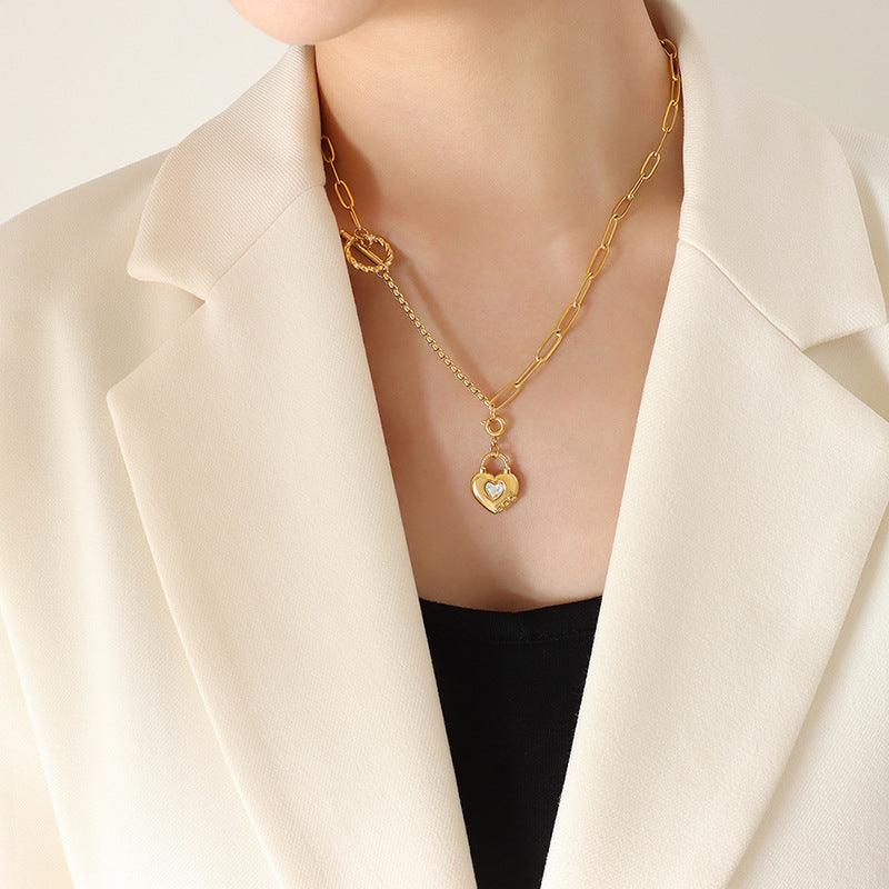 Exquisite Glass Stone Heart Removable Pendant Necklace - zuzumia