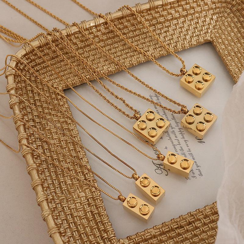 Geometric Square Pendant Necklace - zuzumia