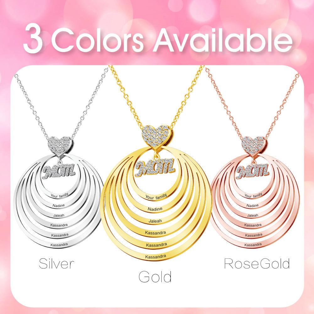 Personalized Family Stacked Circles Necklace - zuzumia