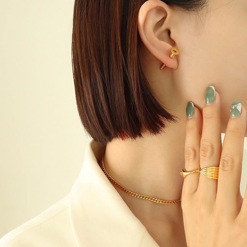 Screw Stud Earrings - zuzumia