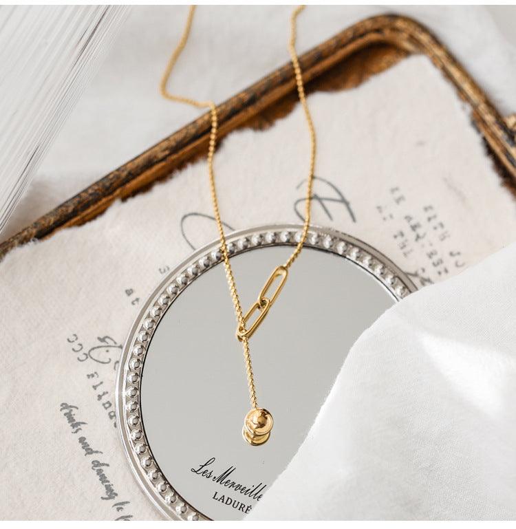 Small Gold Ball Tassel Necklace - zuzumia