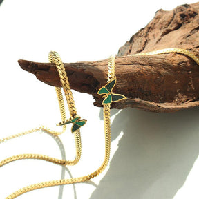 Green Crystal Butterfly Necklace - zuzumia