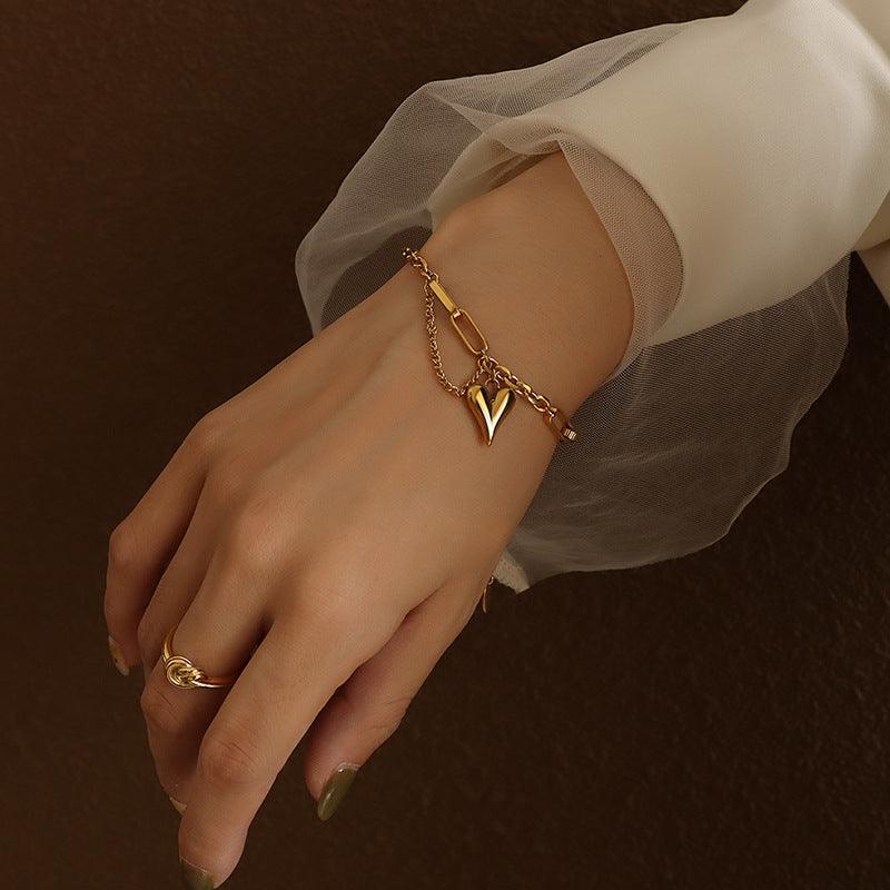 Heart Double Layered Bracelet&Necklace - zuzumia