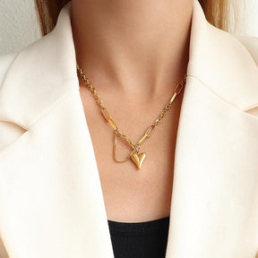Heart Double Layered Bracelet&Necklace - zuzumia