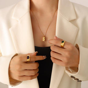 Geometric Square Pendant Necklace - zuzumia
