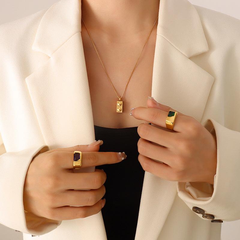 Geometric Square Pendant Necklace - zuzumia
