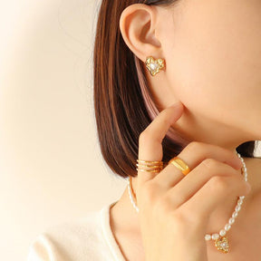 Natural Freshwater Pearl Heart Pendant Necklace & Earrings - zuzumia