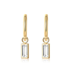 Square Geometric Zircon Hoop Earrings - zuzumia