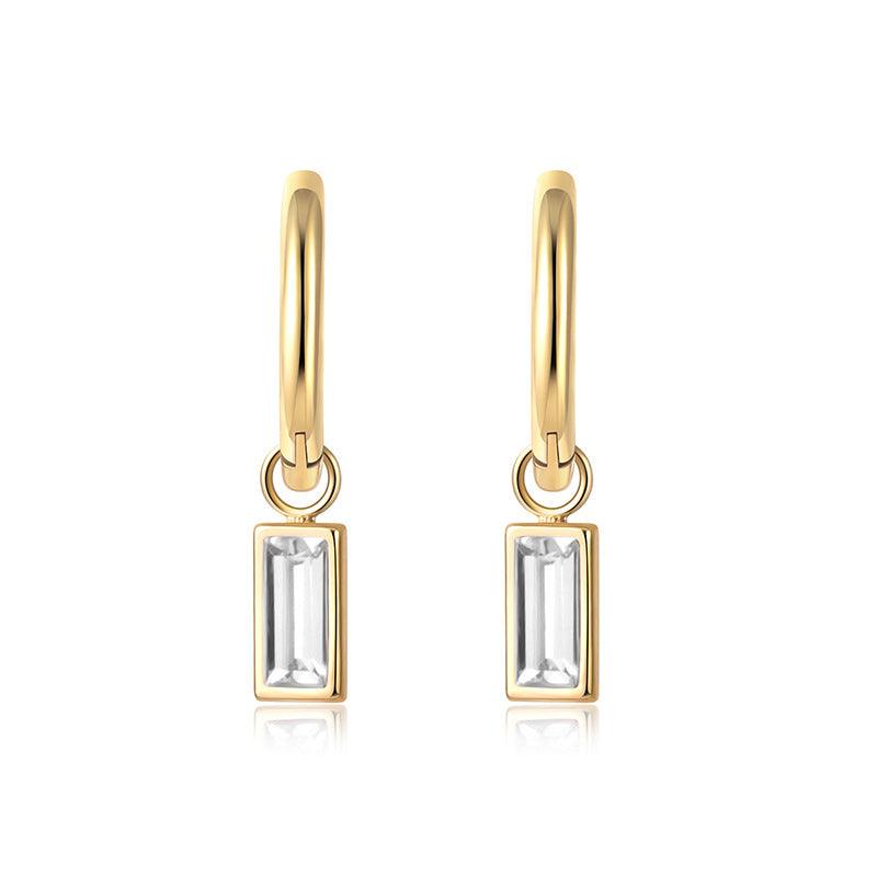 Square Geometric Zircon Hoop Earrings - zuzumia