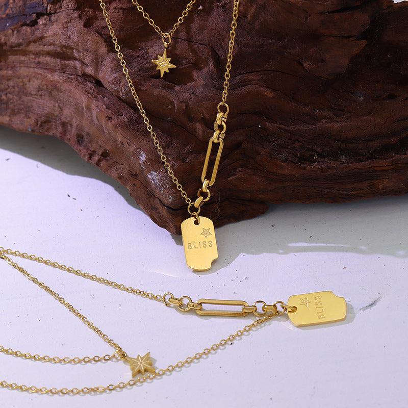 Double Layered Square Necklace - zuzumia