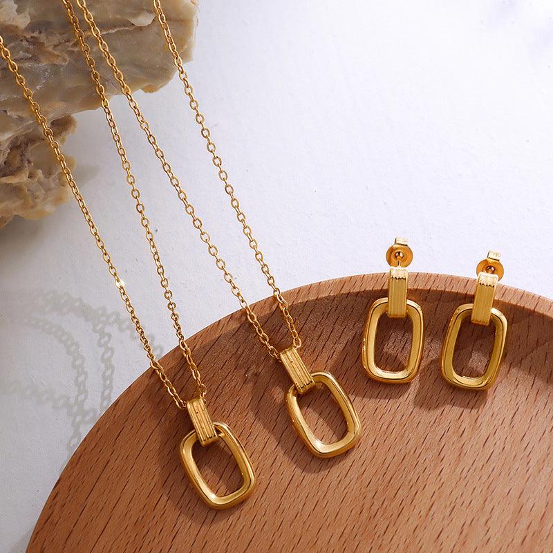 Geometric Pendant Necklace & Earrings - zuzumia