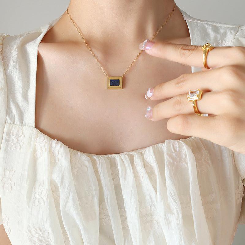 Lapis Lazuli Clavicle Necklace Vintage - zuzumia