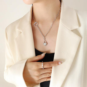 Exquisite Glass Stone Heart Removable Pendant Necklace